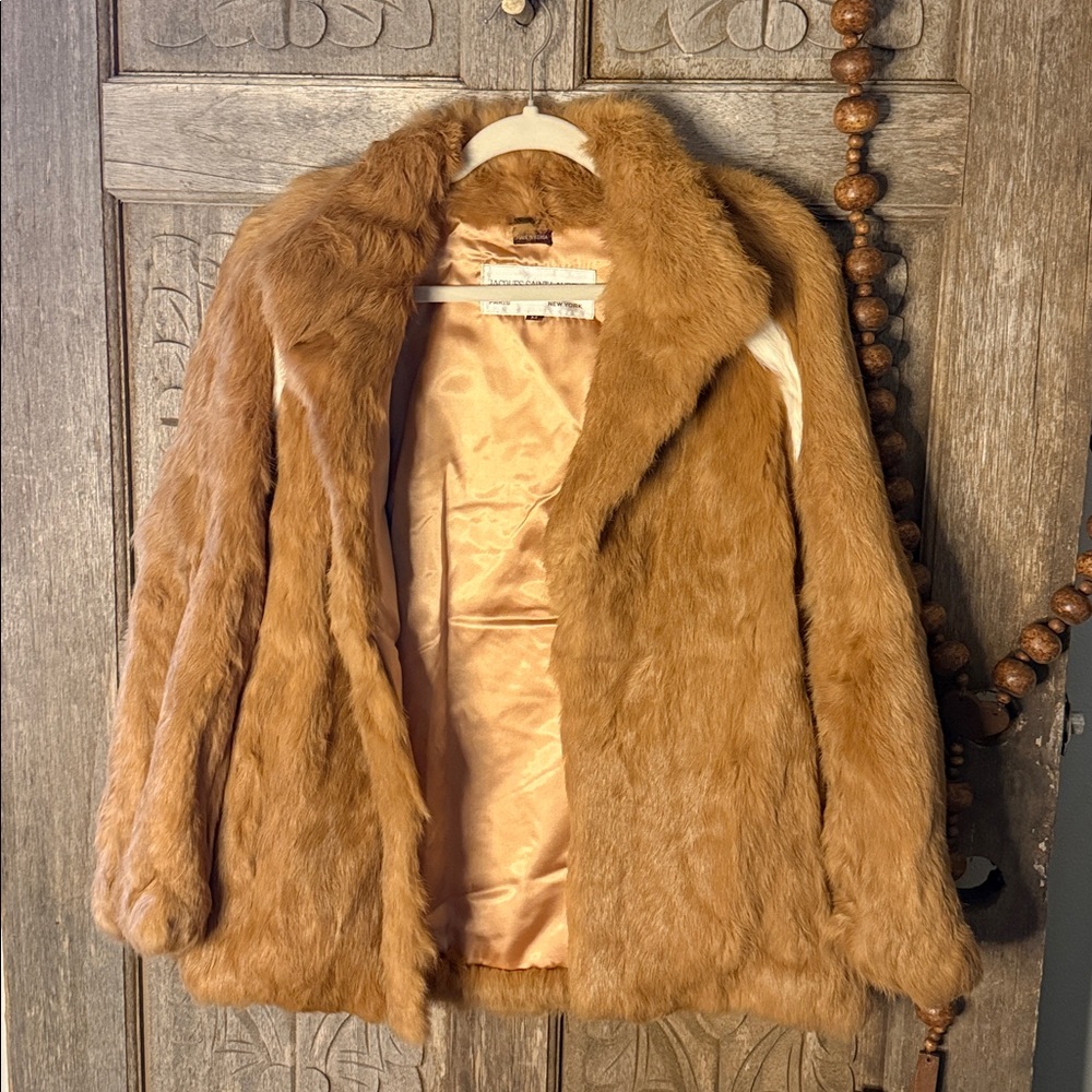 Vintage JACQUES SAINT LAURENT Ginger Rabbit Fur Coat Size M - Picture 6 of 10